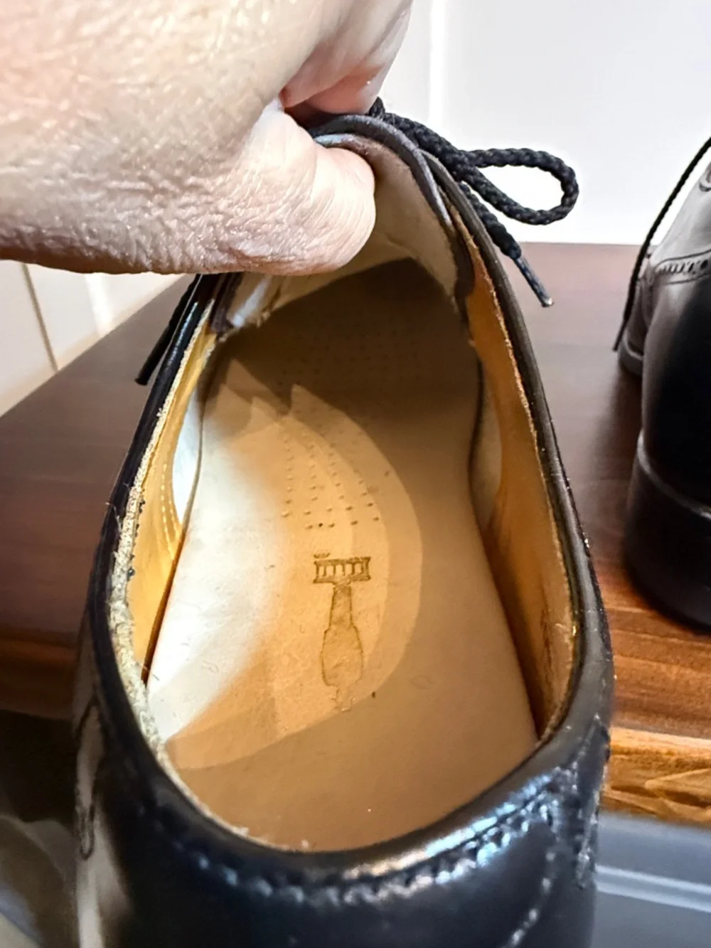 Men’s Florsheim Vintage Black Wingtip Oxford Shoes Leather USA 10.5 C